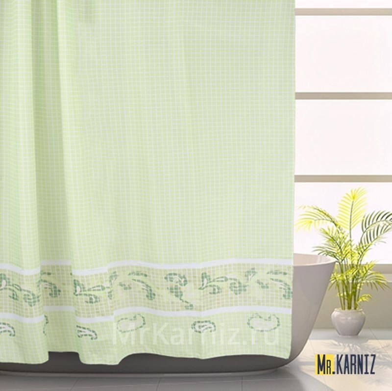 Штора для ванной BATH FRESCO зеленая Штора для ванной BATH FRESCO зеленая